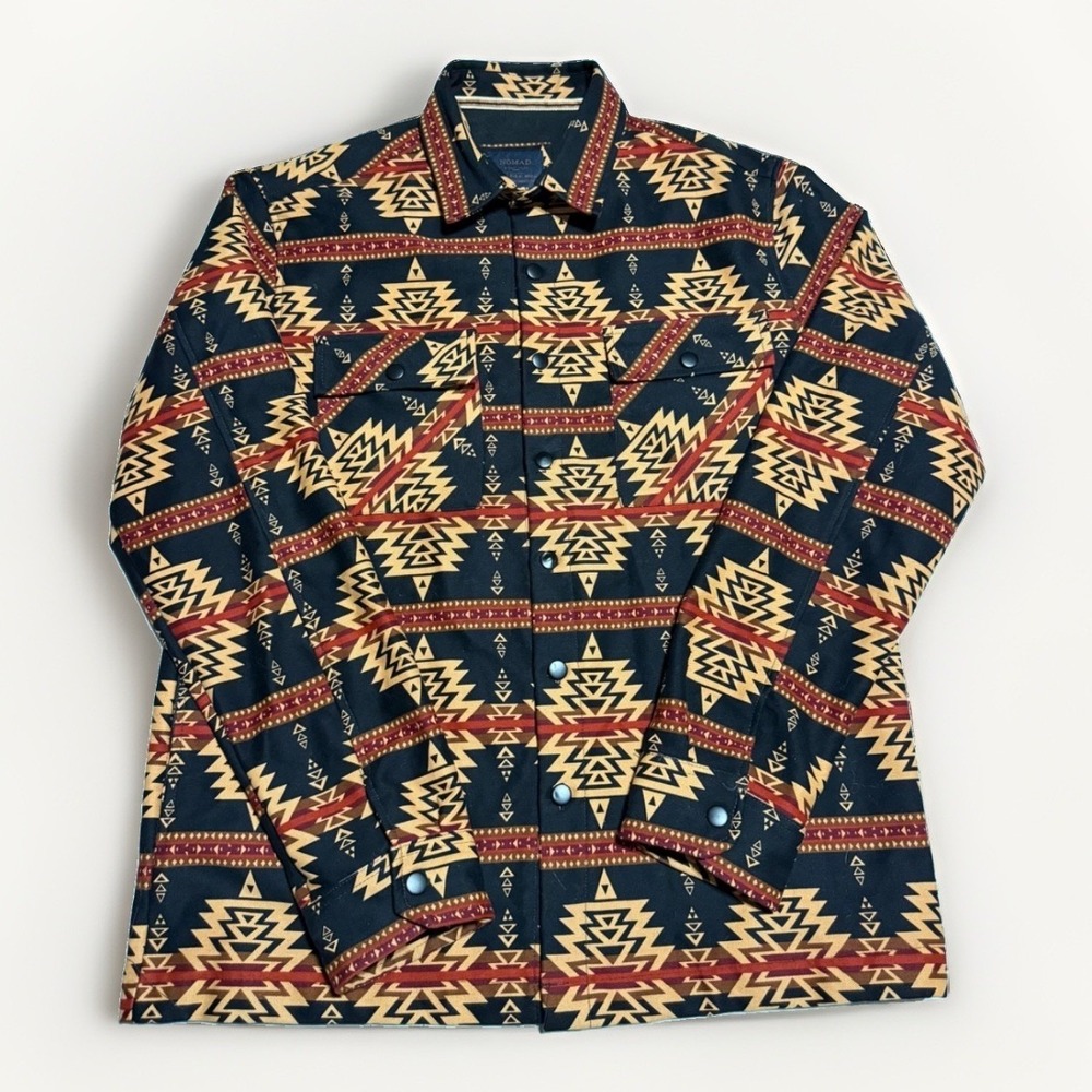 Nomad Aztec‎ Twill Shacket Men's Medium Tobacco Black Western